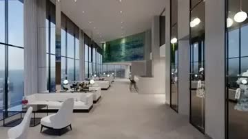 modern building lobby with a large window